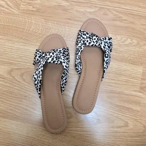 LOFT Leopard Print Knot Slide Sandals